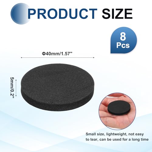 MECCANIXITY 8 Pcs Single Sided Speaker Isolation Feet Pads, 40mmx5mm Non Slip Foam Shock Absorption Base Pad Amplifier Stand Feet Mat for Speaker HiFi Home Theater Sound System, Black - size: 40mmx5mm