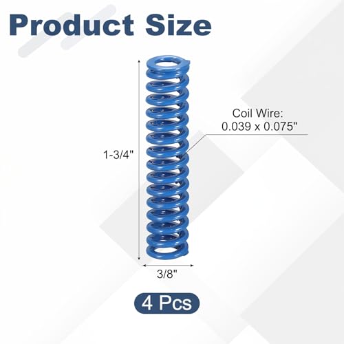 uxcell 4Pcs Blue Compression Springs, 3/8" OD x 1-3/4" L (0.039"x0.075"WD) - size: 3/8"OD, 1-3/4"L