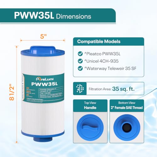 PWW35L Hot Tub Filter Compatible with Unicel 4CH-935, X268548-PMA-R3