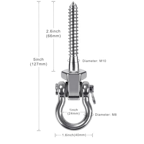SELEWARE Heavy Duty Swing Hanger, 6 Pack Porch Swing Hardware - color: U (5 Inch, 6 Pack)