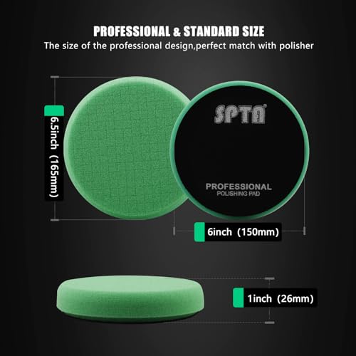 T120 Heavy-Cut Foam Polishing Pads, SPTA 3Pcs 6.5 Inch Face for 6 Inch 150mm Backing Plate Compound Buffing Sponge Pads for Car Buffer Polisher Compounding, Polishing and Waxing -FPTSS6G-3 - color: 3Pcs Green T120 Heavy Cut, size: 6.5inch