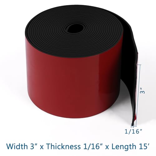 HooTown Adhesive Solid Rubber Strips, Self Neoprene Rubber Sheets Rolls Red - color: 1/16" Thick Adhesive, size: 3” W x 180" L