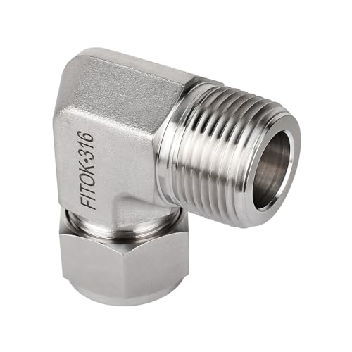 316 Stainless Steel Compression Tube Fitting Male Elbow 1" Tube OD x 1" Male NPT 4700 psi, SS-LM-FL16-NS16 - size: 1" OD x 1" MNPT