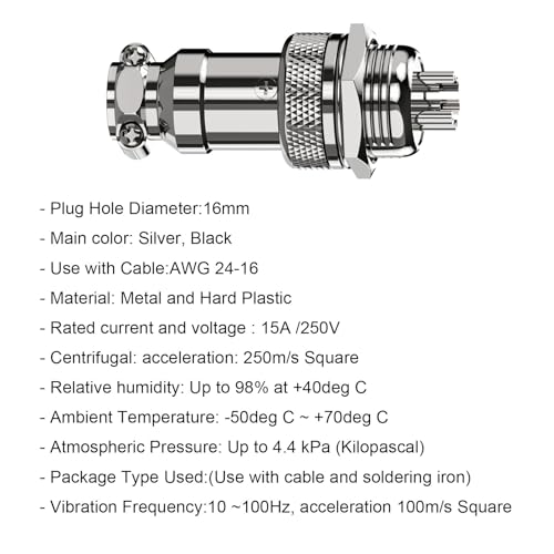 Clyxgs 5-Core Aviation Plug Connector Male Female 16mm Panel Mount Metal Wire Adapter 10PCS - style: GX16-5-10
