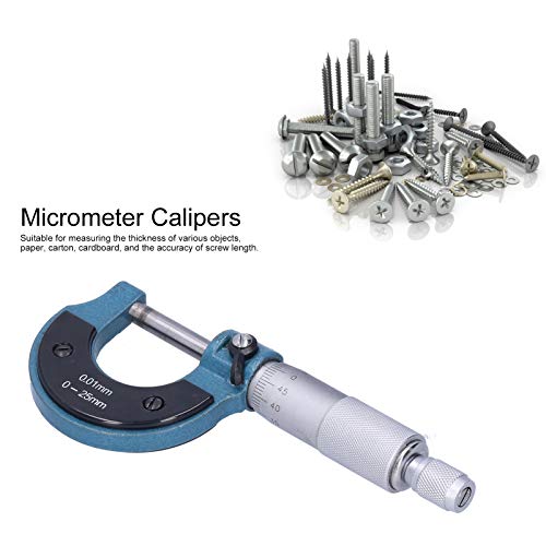 Micrometer Guage, Outside Micrometer, 0‑25mm Range 0.01mm Resolution 0.03mm Accuracy Professional Thickness Outside Metric Micrometer Micrometer Measuring Tool