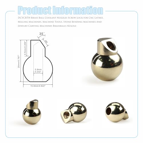 10 PCS M6 15.8MM Brass Ball Coolant Nozzles Screw Lock for Cnc Lathes, Milling Machines, Machine Tools, Stone Bending Machines And Jewelry Carving Machines Brass Ball Coolant Nozzles - style: HTTQ-15MM8-M6