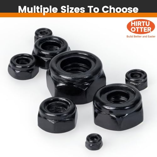 M10, Nylon Insert Hex Lock Nuts, 304 Stainless Steel, Black Finish, Coarse Thread, Machinery, Automotive, Outdoor, Wooden Furniture, 10 PCS - size: M10