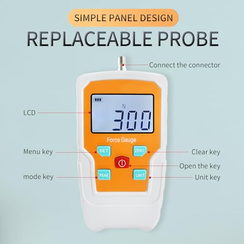 Digital Force Gauge Push and Pull Meter Dynamometer Tension Pressure Tester Thrust Meter Compression Load Plug Force Destructive Tests 300N/30kg/65lbf/1080Oz - size: 65LB 300N
