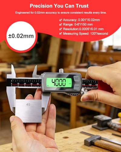 GODESON 6" USB-C Rechargeable Digital Caliper 0-150 mm - size: 6"-Plastic Shell