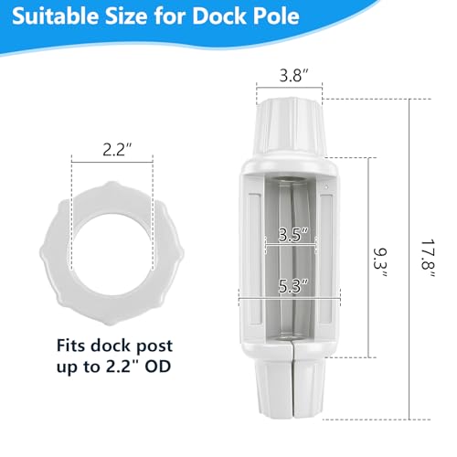 Dock Bumpers for Poles, Boat Dock Pole Bumpers for Docking Dock Post Bumpers for Slide-Over Pole, Slip-On Dock Support Pipe, Vertical Protection Soft UV-Resistant Marine-Grade Vinyl - color: White(2 PK)