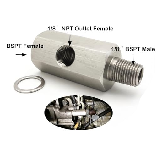1/8 BSPT Male 1/8 BSPT Female to 1/8 NPT Oil Pressure Sensor Tee adapter