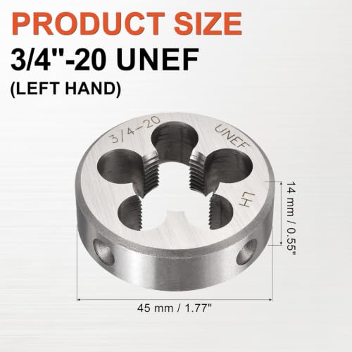 3/4"-20 UNEF Round Threading Die Left Hand Alloy Steel - size: 3/4"-20 UNEF