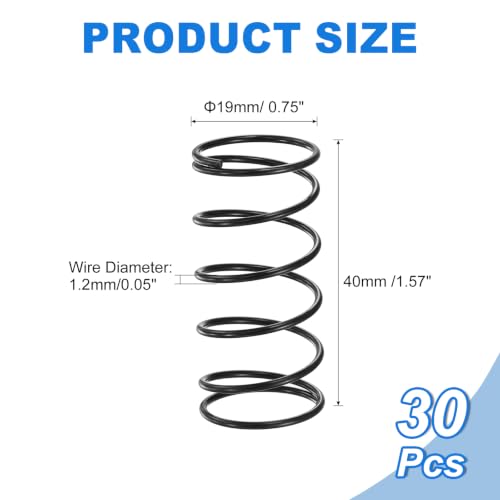 uxcell 30Pcs Compression Spring 19mm OD 1.2mm Wire Size 40mm Free Length - color: Black, size: 19mm x 1.2mm x 40mm