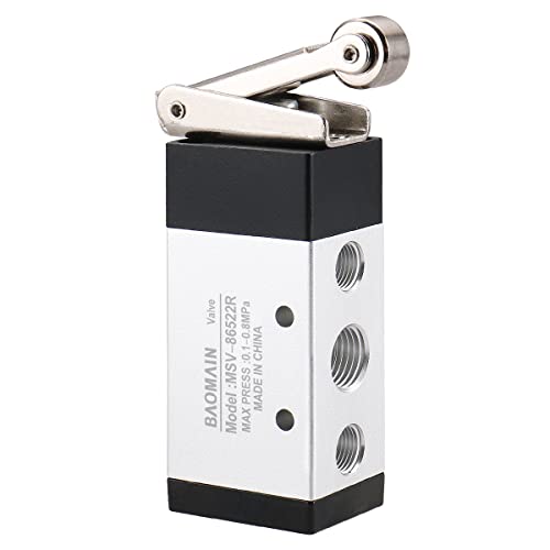 Baomain Roller Type Solenoid Air Mechanical Valve MSV-86522R 2 Position 5 Way 1/4" PT - size: Roller Lever (3-Way)