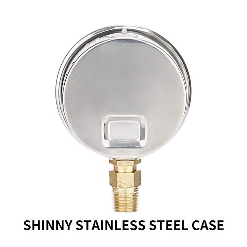 MEASUREMAN 2-1/2inch Dial Size, Glycerin Filled Plumbing Pressure Gauge, 30inHg-0, Stainless Steel Case, 1/4inchNPT Lower Mount - size: 30inHg-0, style: Lower Mount