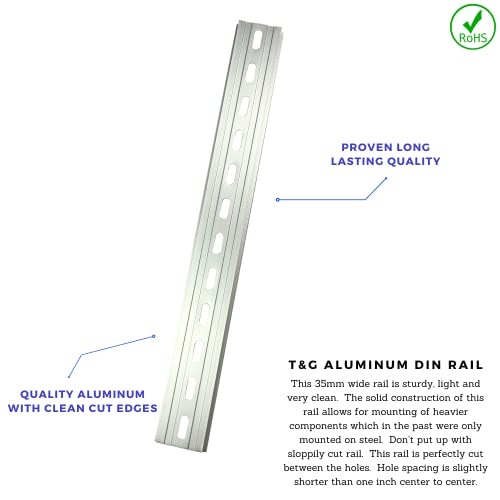 International Connector T&G 5 Pieces DIN Rail Slotted Aluminum RoHS 35mm Wide 7.5mm High (2") - size: 2"