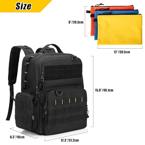 Rexmica Heavy-Duty Tool Bag Backpack for Men with 3 Tool Pouches, Black - color: Black