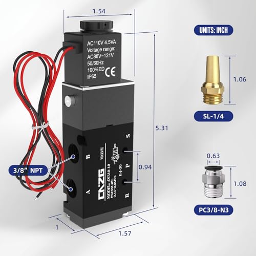 3/8"NPT Pneumatic Air Solenoid Valve DC24v 5 Way 4V310-10 - size: NPT 3/8"