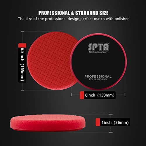 Red T10 Ultra-Fine Finishing Foam Polishing Pads, SPTA 1Pc 6.5 Inch Face for 6 Inch 150mm Backing Plate Compound Buffing Sponge Pads for Car Buffer Polisher Compounding, Polishing and Waxing -FPTSS6R - color: 1Pc Red T10 Ultra-Fine Finishing Pad, size: 6.