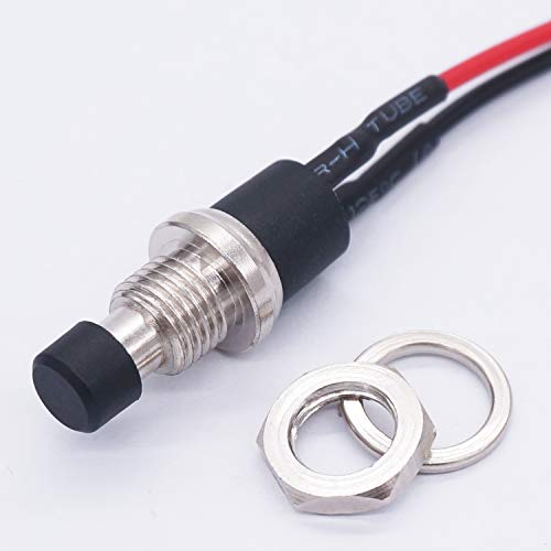 Twidec/4Pcs Latching Push Button Switch 3A 250V AC 2 Pins Self-Locking SPST ON/Off Black Mini Switch Pre-soldered Wires L-PBS-110-XBK - color: Black-7mm, size: Latching