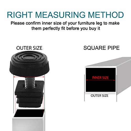 uxcell Adjustable Leveling Feet 20 x 20mm Square Insert Kit Furniture Glide 8 Sets