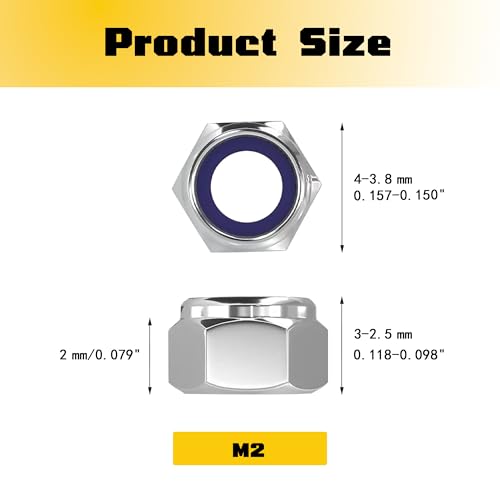 30 Pcs M2 Metric Lock Nuts, 304 (A2-70) Stainless Steel Nylon Insert Locknuts, Standard Metric Thread Nylock Nuts, Hex Lock Hardware Nuts, Reusable Anti-Loose Corrosion Resistant - color: 30 Pcs / Silver, size: M2