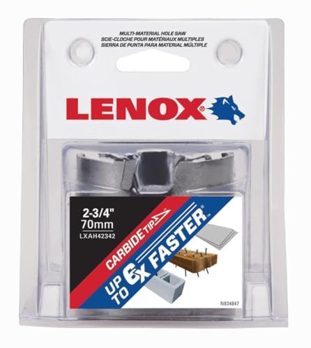 LENOX Tools Hole Saw, Carbide, 2 3/4-Inch, 70MM (LXAH42342)