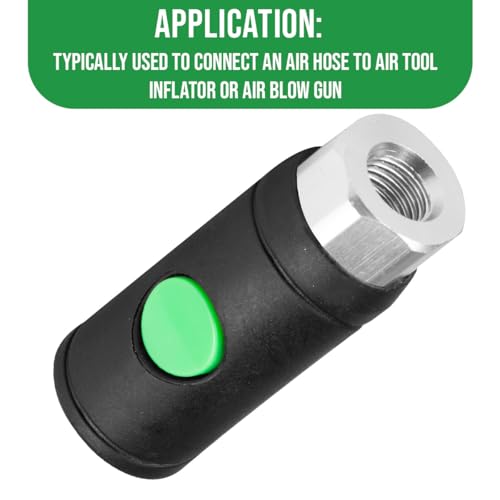 RayMagic 2PCS 1/4" Female Industrial 1/4" Body Air Coupler, Push-Button Safety Coupler, I/M Type, Quick-Disconnect - style: 2-PIECE