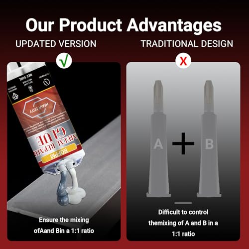 Metal Glue Heavy Duty Weld, 1.69 floz Epoxy Glue Waterproof, Metal Repair Adhesive for Stainless Steel, Iron, Aluminum, Wood, DIY Crafts, Instant Bonding
