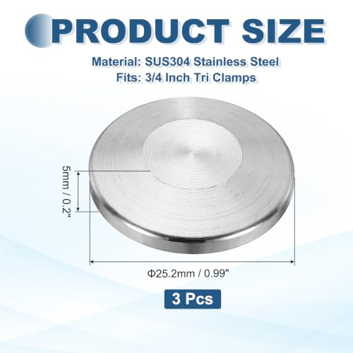3Pcs 3/4" Tri Clamps End Cap Sanitary End Cap 0.99" Flange OD - size: 4" TC, 0.99" Flange OD