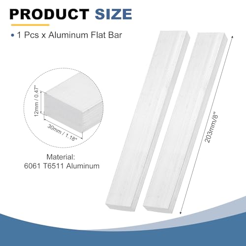 MECCANIXITY Square Aluminum Flat Bar, 1/2" Thick 1-3/16" Width 8" Length 6061 Aluminum Flat Plate, 12 x 30 x 203mm T6511 Solid New Mill Stock for Industrial - size: 1/2" T x 1-3/16" W x 8" L