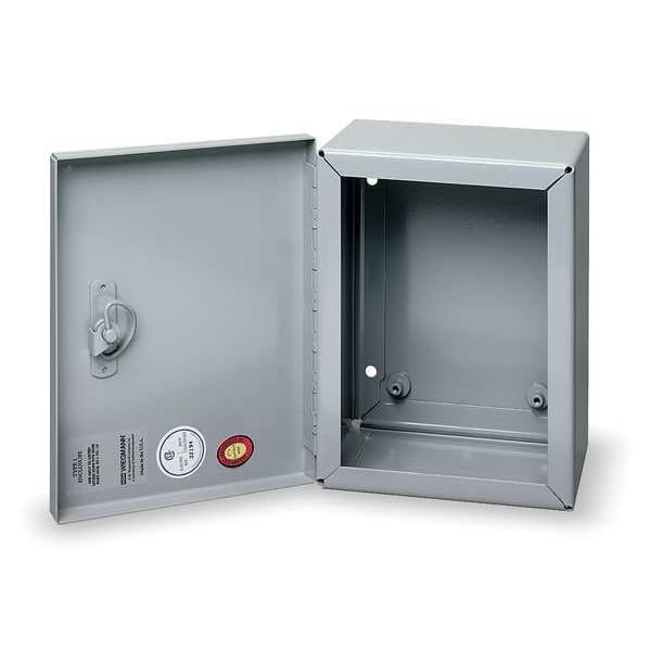 Wiegmann N1C202408LP N1C-Series NEMA 1 Medium Hinged Door Wall-Mount Enclosure, Less Panel, Steel, 24" x 20" x 8 5/8"