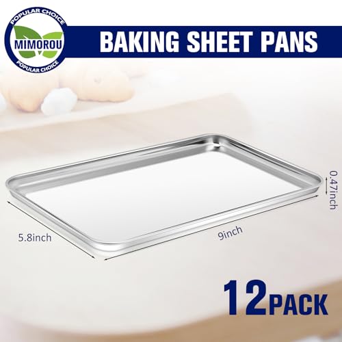 Mimorou 12 Pcs Stainless Steel Baking Sheet Cookie Pans, 9 x 5.8 Inch - size: 9 x 5.8 inches