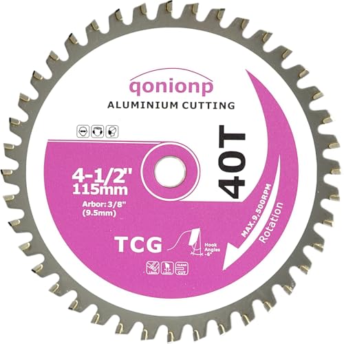 4-1/2" Aluminium Cutting Circular Saw Blade, TCG 40T, 3/8" Arbor