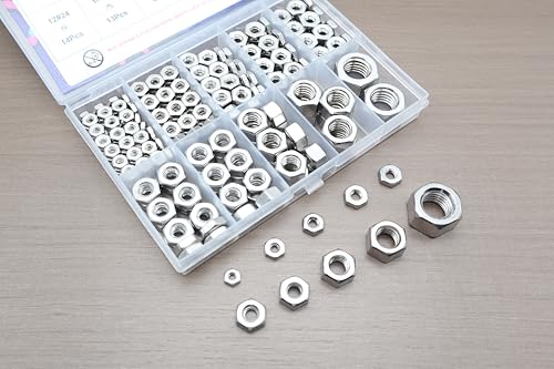 165Pcs SAE Hex Nuts Kit, 304 Stainless Steel Hex Nut Kit - size: SAE Kit---165Pcs