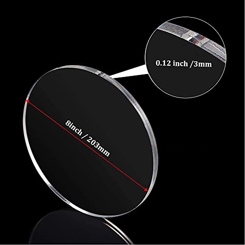 10 Pieces Clear Circle Acrylic Sheet, 1/8" Thickness, 8 Inch Plexiglass Circle Acrylic Disc Transparent Round Acrylic Blank Sign for Name Cards, Cricut Cutting, Painting and DIY Projects - size: 8 Inch
