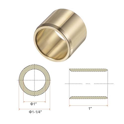 HARFINGTON 2pcs Sleeve Bearings 1" Bore 1-1/4" OD 1" Length Wrapped Oilless Bushings Brass Alloy for Transmission Conveyor Systems - size: 1" x 1-1/4" x 1"