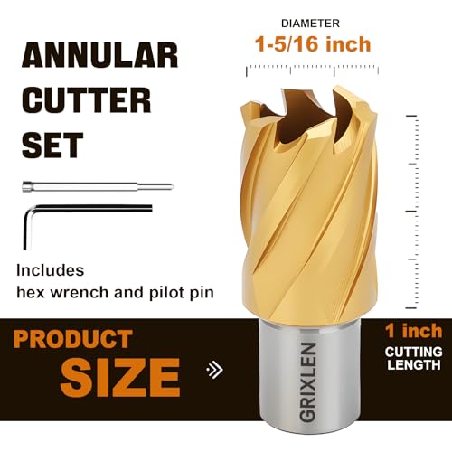 1-5/16"x1 HSS Annular Cutter,Diameter 1-5/16",Cutting Depth 1" - size: 1-5/16x1"