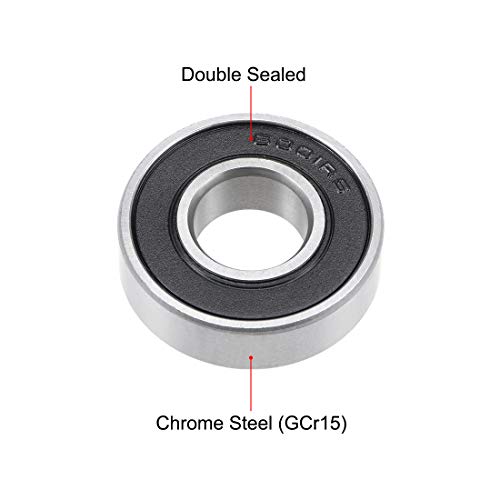 uxcell 6001-2RS Deep Groove Ball Bearing 12x28x8mm Double Sealed ABEC-3 Bearings 10-Pack - size: 12mmx28mmx8mm