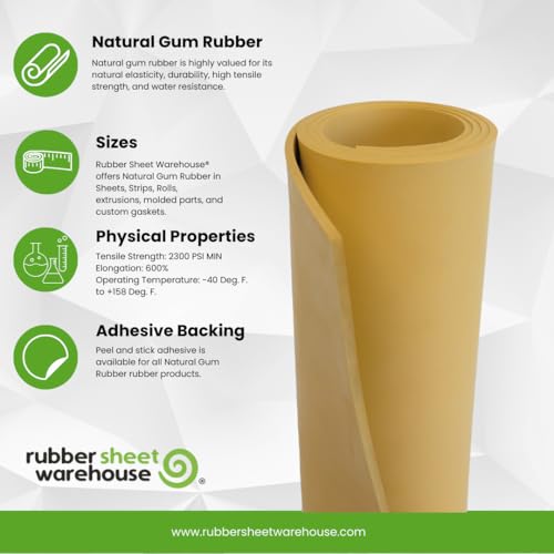 Natural Gum Rubber TAN 40A (.250" (1/4") Thick, 6" Wide x 6" Long (Sample)) - size: .250" (1/4") Thick, style: 6" Wide x 6" Long (Sample)