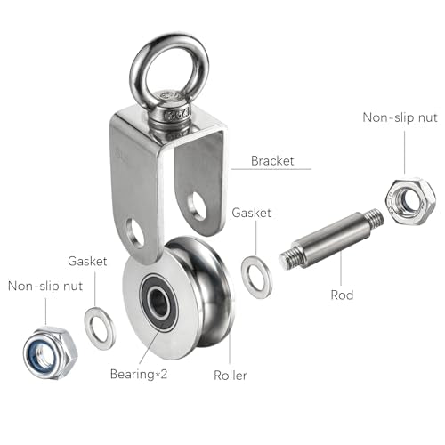 Heavy Duty Cable Pulley Wheel, Swivel Pulley Block, Stainless Steel, Bearing Inside, Loading 1800lb - size: 68mm