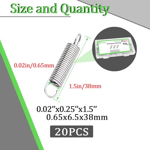 20PCS Extension Spring 1/4 Inch x 1-1/2 Inch Zinc Plated Extension Springs - size: 20PCS(1 size)