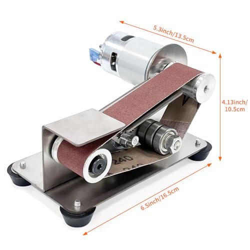 Mini Belt Sander for Beginner Knife Sharpening, Home DIY Bench Grinder with 20pcs 30×330mm Belts, Edge Polishing Tool for Metal Wood Craft Hobby Tools