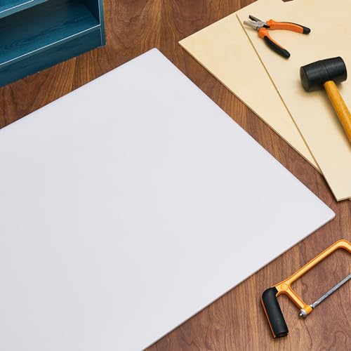 Threehoney 1 Pcs 1/4" Thick 24 x 48 Inch White HDPE Plastic Sheet - color: White, size: 24 x 48 Inch