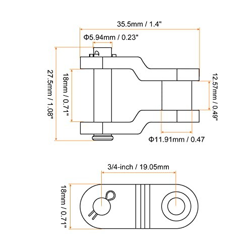 uxcell 5Pcs #60 Chain Offset Half Link Roller, 3/4" Pitch Carbon Steel, Standard Chain End Connector Split Links for 12A Chain - size: 12A(#60)