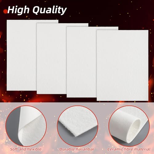 4 Piece High Temperature Gasket Paper Material 7"x10"x1/8" Thick Ceramic Fiber Gasket Paper High Temperature Fireproof Insulation Sheet for Wood Stove Pellet Stove Boiler Kiln Furnace Forge DIY Cut