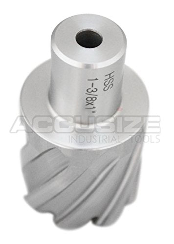 Accusize HSS Annular Cutter 1-3/8 x 1 in Cutting Depth, 3/4" Weldon Shank - size: Dia of Cut: 1-3/8 in., 3/4 in. Weldon Shank