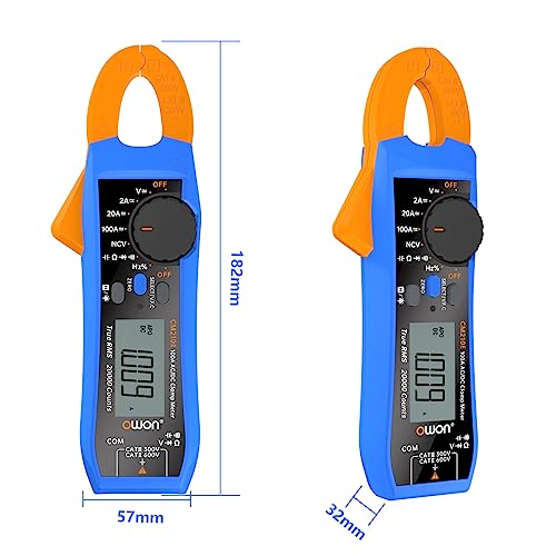 OWON CM210E 20000 Counts Voltmeter Continuity Digital Clamp Meter,600V AC/DC NCV True RMS Mini Multimeter for Measuring Voltage,Current,Capacitance and Resistance