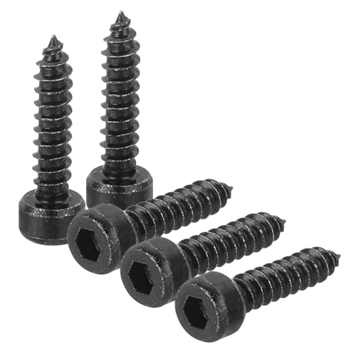 uxcell M4 Hex Socket Head Cap Self-Tapping Screw, 50Pcs M4x18mm 304 Stainless Steel, Hexagon Socket Head Tapping Screws, Hex Drive, Self Tapping Point - Black - size: M4x18mm