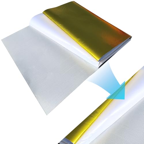 Gold Adhesive Backed Heat Shield Material Heat Shield Mat Automotive Heat Shield Heat Shield Wrap,Fiberglass Thermal Insulation(12'' X 48'' golden ) - color: Gold, size: 12 x 48 Inch